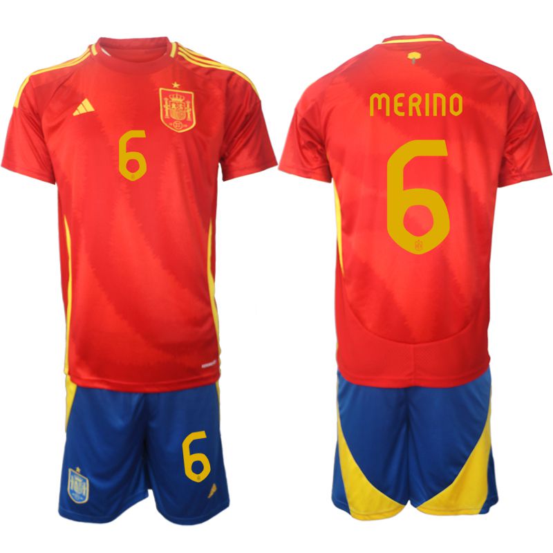 Men 2024-2025 Season Spain home red #6 Soccer Jerseys->->Soccer Country Jersey